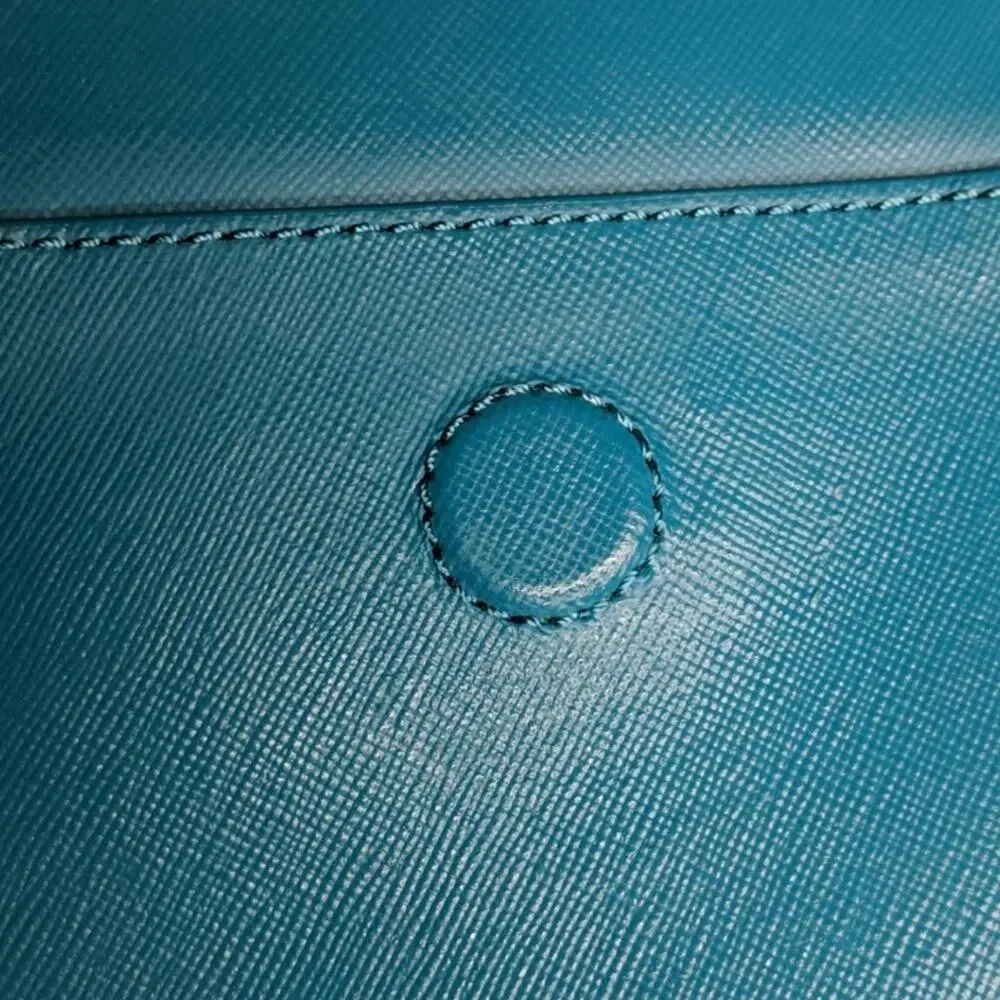 Tory Burch Robinson Envelope Clutch Saffiano Leather Pocket Chain Turquoise Blue